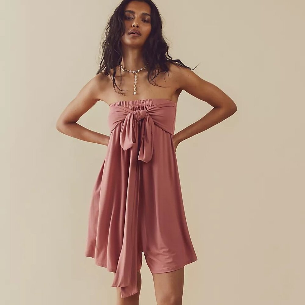 Free People Redondo Romper - Coral pink beach romper - Small